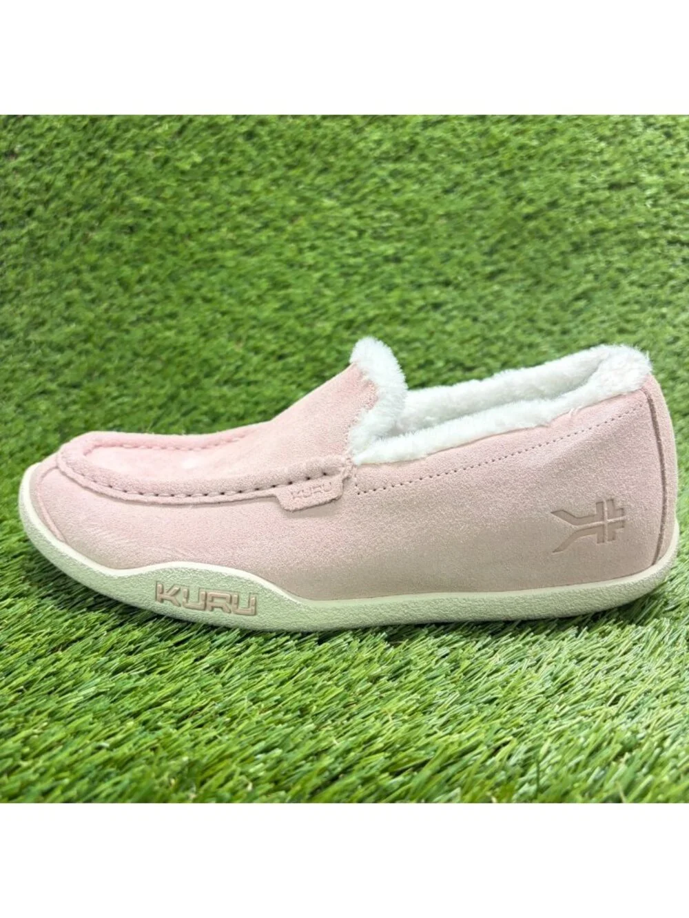 Kuru Loft Womens Size 10 Pink White Casual Moccasin Slip On Suede Slippers Shoes